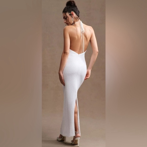 Ronny Kobo Collection for Anthropologie Halo White Sequin Backless Gown Size 8 - Picture 2 of 10